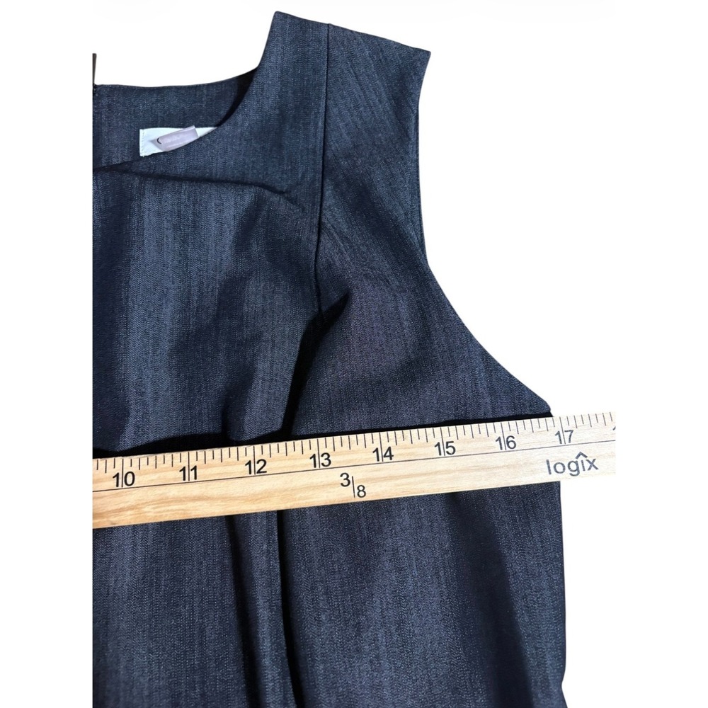 Calvin Klein Dark Charcoal Chambray Sleeveless Sheath Dress Business Sz 12P - Picture 7 of 10
